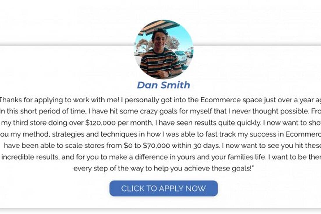 Dan Smith – Ecommerce Mentorship & Blueprint